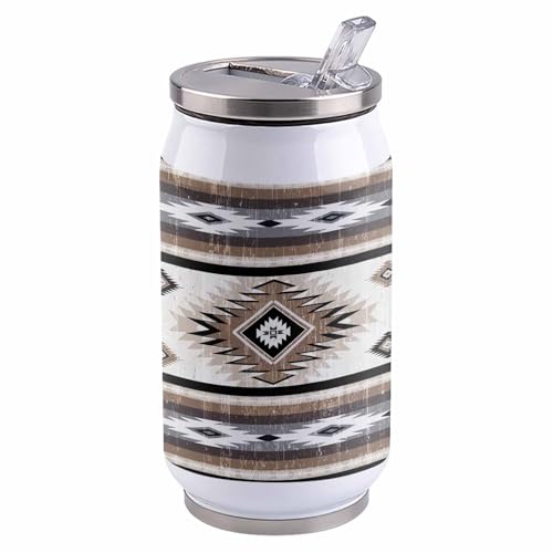 コーラカップ アステカ ボヘミア風 ブラウン タンブラー ストローカップ 蓋付き ステンレス 魔法瓶 水筒 ボトル 車用 自宅用 携帯便利 直飲み 真空 保冷 保温 漏れ防止 通勤 贈り物 300ml