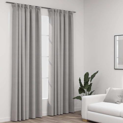 Vetnasa Cortinas Opacas con Ganchos Look de Lino 2 pzas Gris 140x245 cm Casa y jardín, Decoración, Tratamientos de la Ventana, Cortinas y visillos Gris 2,6 KG