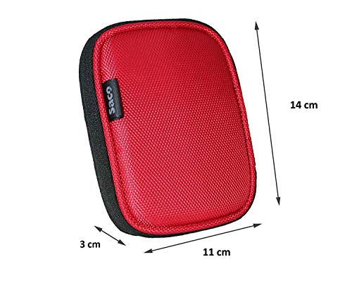 Image of Saco External Hard Disk Pouch Cover for Seagate One Touch 4TB /5TB External HDD with Password Protection Hard Disk Case (Maximum Size fits Upto 12.5 x 9.2 cm) - Red
