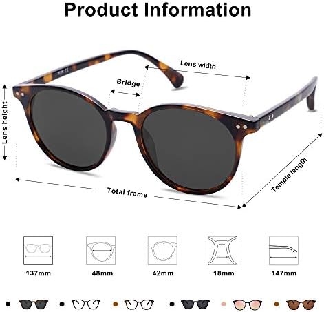 SOJOS Small Round Classic Polarized Sunglasses for Women Men Vintage Style - 5
