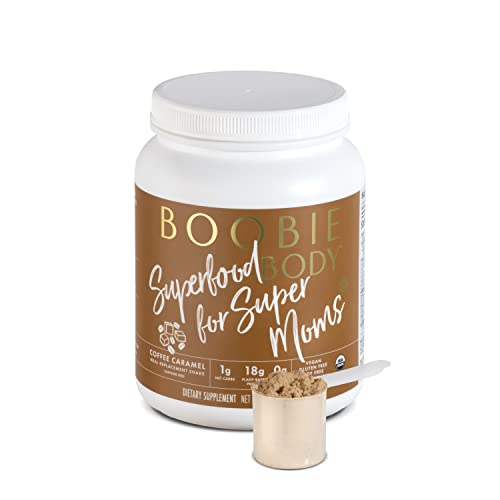 Image of Boobie Body Superfood Protein Meal Replacement Shake, Coffee Caramel Flavor | 19g Protein | Safe For Pregnancy, Lactation, & Motherhood | Organic, Vegan, Zero Sugar, 1 Tub (20 Servings)