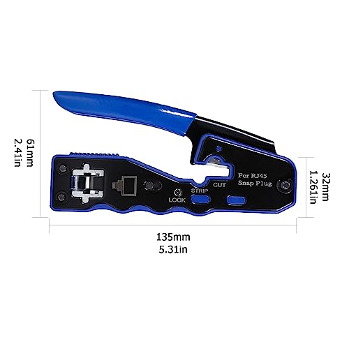 Image of 6COMGIGA All-in-one RJ45 Crimp Tool,Pass Through Ethernet Crimper for Cat5e Cat6 Cat6a 8P8C Modular Connector
