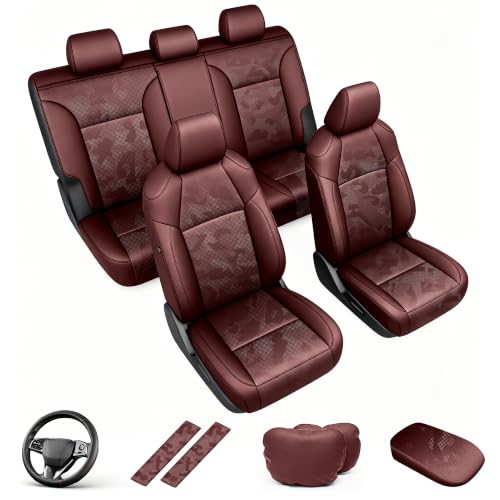 Image of AOMSAZTO Custom Fit Camo Burgundy Seat Covers for Toyota Rav4(Gas)
