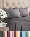 Queen Size 4 Piece Sheet Set - Comfy Breathable & Cooling Sheets - Hotel Luxury Bed Sheets for Women & Men - Deep Pockets, Easy-Fit, Soft & Wrinkle Free Sheets - Dark Grey Oeko-Tex Bed Sheet Set