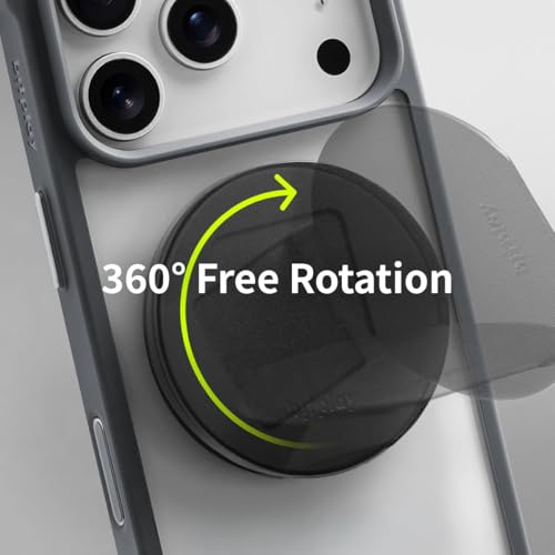 bitplay Magnetic Phone Grip for MagSafe, Finger Holder and Kickstand for Smartphones, Adhesive Metal Ring Included, Wireless Charging Compatible (Grid) by bitplay - Used condition - Image 3