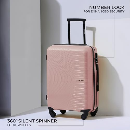 Image of Stony Brook Nasher Miles Crescent 55 Cm 20 Inch Polypropylene Hard-Sided 4 Wheels Spinner Cabin Luggage Trolley Bag (Champagne)