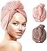 Produktbild Wrap Turban Haartrockentuch, Schnelltrocknendes Saugfähig Handtuch Haartrockentuch Handtücher für die Haare, Haarpunzel Haar trocknendes Tuch, 2 Stücke (Braun/Rosa)