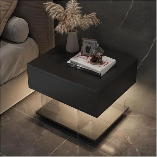 LumingLight�i�C�g�X�^���h �x�b�h�T�C�h�e�[�u���A�Z���T�[ LED �i�C�g�X�^���h�A�h�A�L���r�l�b�g�A�k���X�^�C�����b�N�A�\�t�@�T�C�h�e�[�u���A�I�[�v�� �X�g���[�W ���_�� �G���h �A�g�ݗ��ĊȒP�A�x�b�h���[���œK (�O���[,50*50*60CM