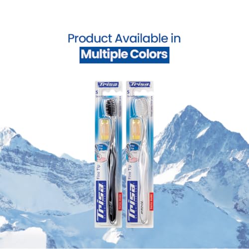 Image of Trisa Profilac Fine Tip Sensitive Toothbrush | Ultra Soft FineTip Bristles for Sensitive Teeth & Gums | Deep Interdental Cleaning | Compact Brush Head | Swiss Made | Ergonomic Handle | Assorted Colors