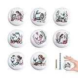 Lasyman 8Pack 1.5' Ceramic Mermaid Round Decorative Cabinet Door Knob Nursery Cupboard Furniture Dresser Drawer Handles and Knobs Pulls