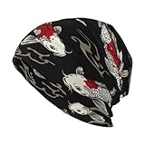 Woshuwo Fischmütze, Unisex, Strickmütze, warm, lässig, Totenkopfmütze, Rot und Weiß