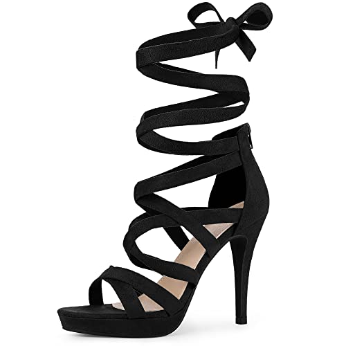 Perphy Strappy Platform Lace Up Stiletto Heels Sandals for Women