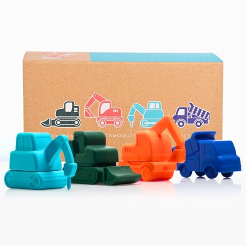 Construct Crew by Toy Appetit: Non-Toxic, Mold-Free Silicone Bath Toys for Babies 6-12 Months