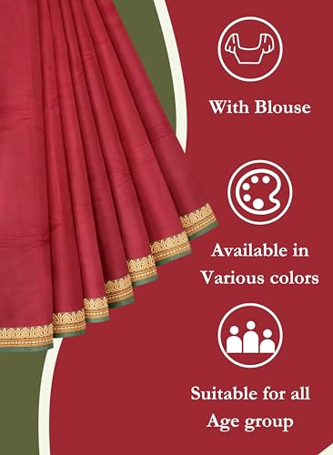 Image of Women's Chettinad Cotton Sarees | Handloom Saree with Blouse | Pure Cotton Sarees for Women Daily use and All Occasion Wear| Soft, Comfort Cotton Saree