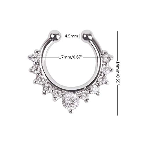 6pcs Fake Septum Clicker Nose Ring Rhinestone Non Piercing Hanger Clip Body Jewelry2