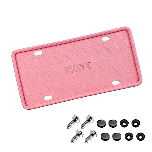 YALOK License Plate Frame with Drainage Holes for US Plates, Pink