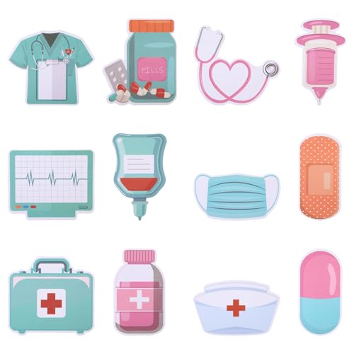12 Pack Mini Funny Nurse Sticky Notes, Nurse Notepad, Medical Assistant Stickers, Gifts for Nurse Medical Assistants, Hospital Themed Cute Memos Pads, Nurse Office Supplies, Medical Sticky Notes