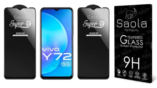 Image of Saola HD+ Oleophobic Tempered Glass Screen Protector For Vivo Y72 5G (Pack Of 2) with Free Installation Kit. Full screen Coverage - 6.58 inch