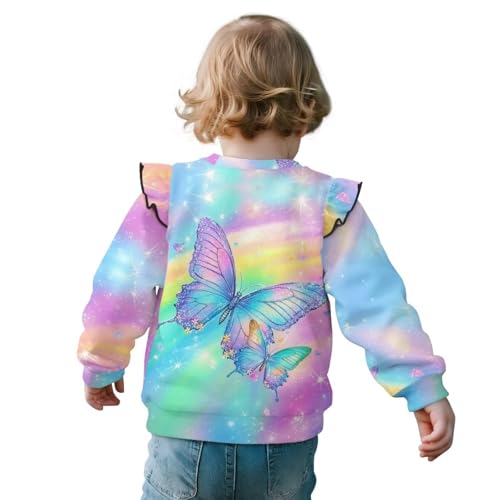 Xpyiqun Pullover Sweatshirt 1-8 Years Ruffle Shoulder T-Shirts for Girls Kids Round Neck Long Sleeve Tops2