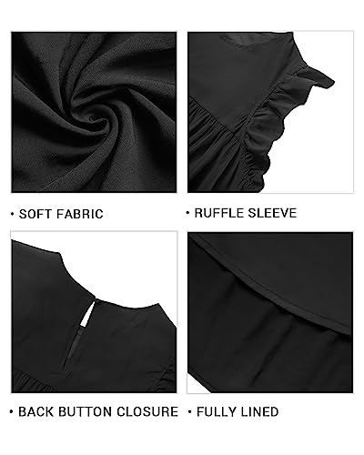 Image of Holipick Women's Plus Size Summer Dresses Casual Short Dress Babydoll Ruffle Sleeve Swing Flowy Sleeveless Tunic Dress