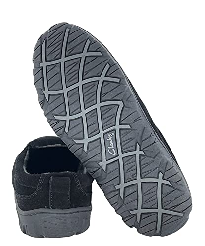 Image of Clarks Mens Slipper with Suede Leather Upper SAB30194A - Closed Back with Double Gore and Removable Insole - Indoor Outdoor House Slippers For Men