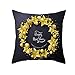 KnSam Fundas Cojines Poliéster Funda Cojines 40X40 Sofas, Guirnalda con Estrellas Happy New Year Best Wishes For You,Fundas De Cojin Navideños Negro Oro