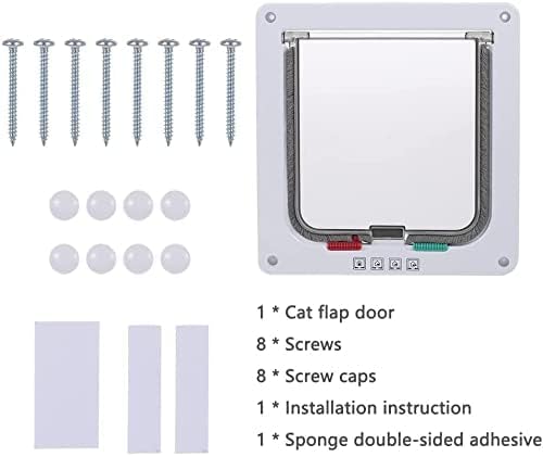 Lifepul Cat Flap 4 Ways Locking Cat Door (Large Size 9.8" X 9.0"), Pet Door Kit for Cats and Small Dogs with Telescopic Frame, Installing Easily