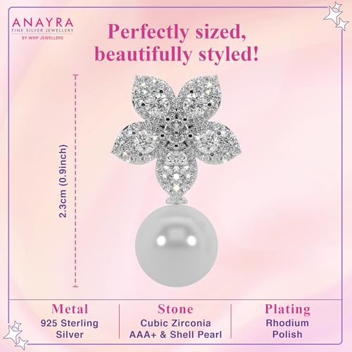Image of 925 Sterling Silver Pearl Earrings for Women | Sterling Silver Pearl Stud Earrings | Hypoallergenic Rhodium Plated Anti-Tarnish Lightweight Daily Wear Jewellery | Office Wear | Gift for Wife, Girlfriend, Mother, Sister | Birthday, Anniversary, Rakhi