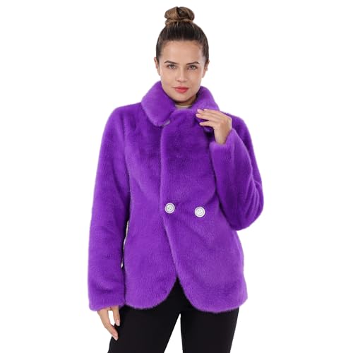 Women's Faux Fur Coat Fall Winter Wedding Lapel Faux Mink Fur Fluffy Cardigan Jacket Formal Coats with Pockets3