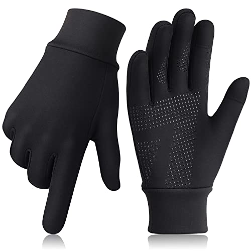 GXCROR Running Gloves Touchscreen Anti-Slip Gloves Lightweight Fleece Sports Gloves Warm Windproof Winter Glove Liner for Men and Women Outdoor