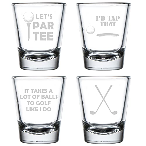 Image of MIP Set of 4 Shot Glasses 1.75oz Shot Glass Gift Funny Golfer Golf Collection