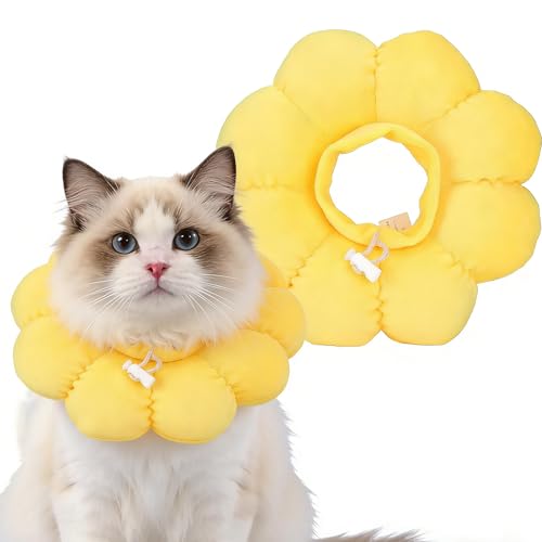 Cat Recovery Collar cat cone soft catcone catcones to stop licking Cute Sunflower Design Adjustable Pet Recovery Collar Adjustable Pet Recovery Collar for Cats Dog Quicker Healing Pet Recovery Cone