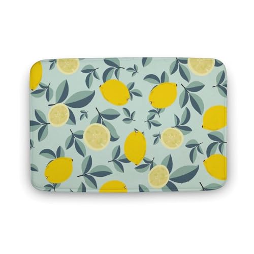 玄関マット室内 レモンリーフ プリント 泥落としマット 滑り止め 50x80cm 大判 カーペット 耐摩耗性 吸水 ドアマット バスマット ふわふわ 柔らか 洗える 抗菌防臭 足拭きマット 廊下 洗面所 掃除 ラグマット オールシーズン適用 水洗い お手入