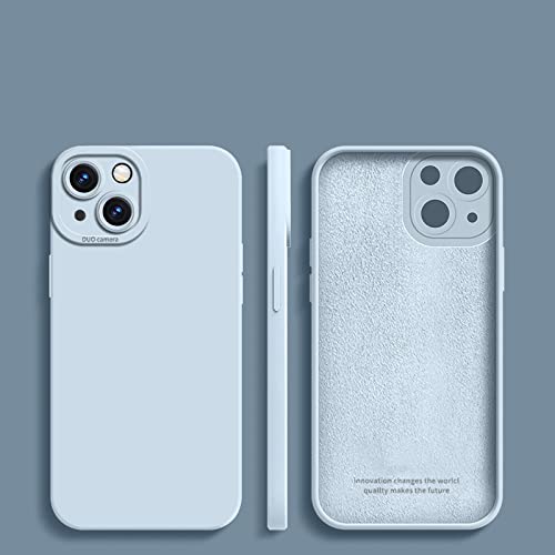 Coque iPhone 12 silicone liquide bleu ciel évite les rayures du cadre carré