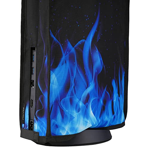 Image of PlayVital Dust Cover for ps5, Soft Neat Lining Dust Guard Anti Scratch Waterproof Cover Sleeve for ps5 Console Digital Edition & Disc Edition - Blue Flame