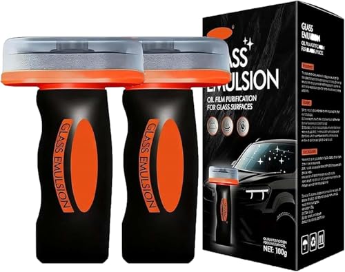 2 Stück Hand-Held Glass Emulsion Cleaner, 100g Car Windshield Oil Film Remover, Handheld Glass Oil-Film Remover, für Fenster, Spiegel und Glasoberflächen, Improves Visibility & Safe Driving