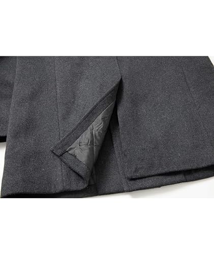 Image of SOMTHRON Men's Woolen Trench Coat Regular Fit Double Breasted Wool Blend Jacket Winter Pea Coat Businesss Overcoat