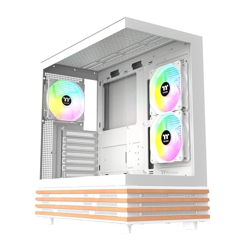 Image of Thermaltake View 270 Plus WS ARGB; Mid Tower; 3x120mm Lite Fans Included; 360mm Radiator Support; 420mm GPU Clearance; Bottom Wood Trim; E-ATX /ATX /mATX /mITX; 220mm PSU Clearance;Snow; CA-1Y7-00M6WN-WS