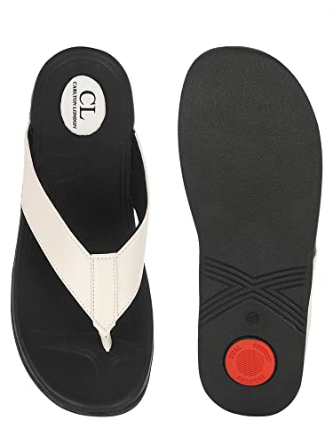 Carlton London mens White Men's Thong Sandals Flat Sandal