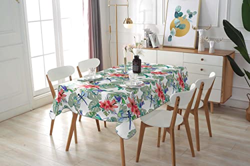 BESCH Mantel de Mesa Rectangular Poliéster Estampado Antimancha, Impermeable, Lavable y Resistente - Uso Exterior y Interior (Flores, 100x150cm)
