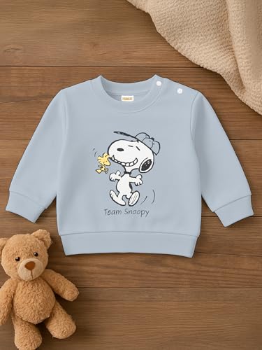 United Labels The Peanuts Snoopy Baby Sweatshirt für Jungen - Pullover Babykleidung Oberteil Langarm Hellblau (DE/NL/SE/PL, Numerisch, 74, 80, Hellblau)