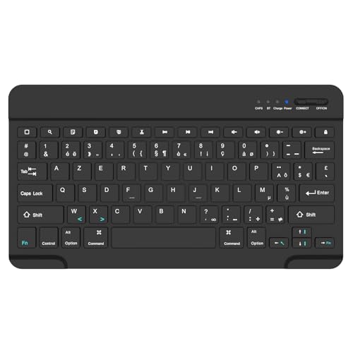 FUWANG Clavier AZERTY sans Fil Ultra Mince pour iPad & Tablette, Clavier Bluetooth Mini Compact avec Batterie 30 Jours, Clavier sans Fil Portable pour iPad...