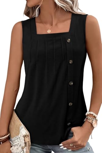 KISSMODA Womens Boho Tops for Summer Sleeveless Tanks Loose Fit Casual Blouse Daily Shirts for Leggings (S-3XL)