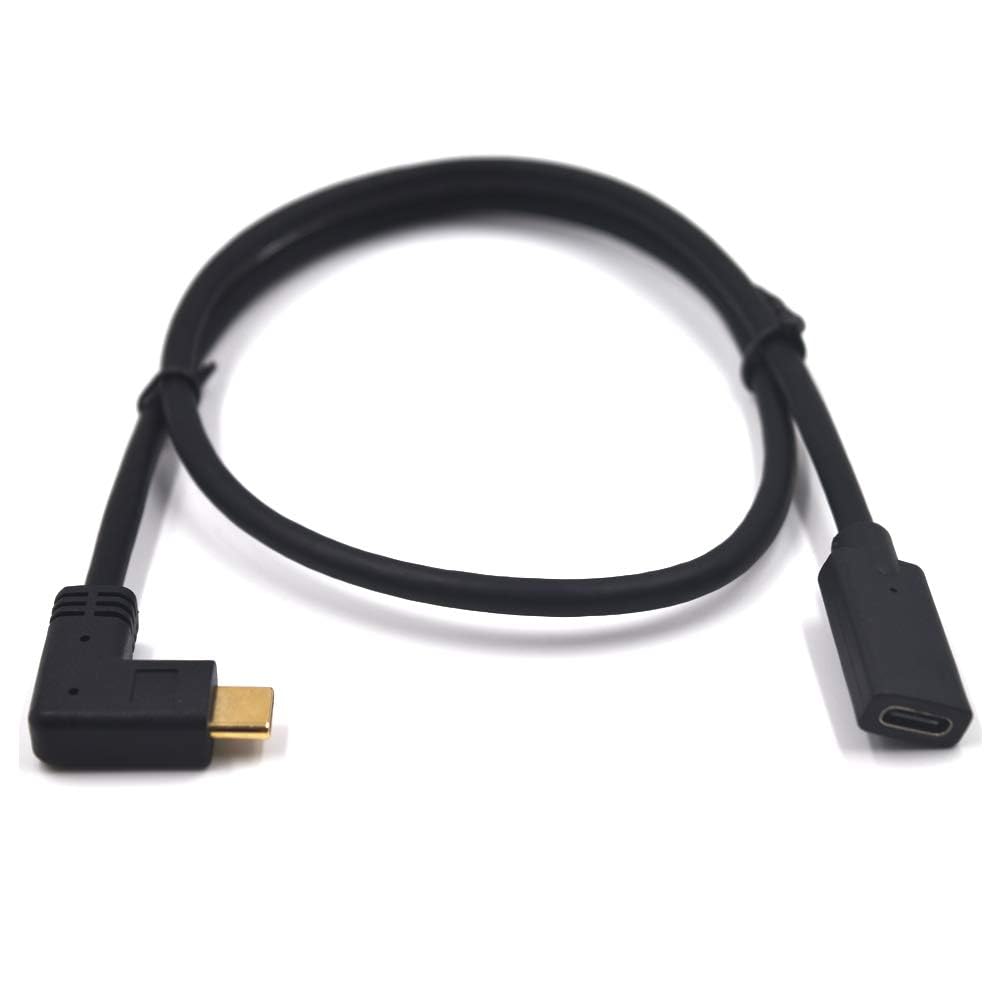 USB-C-Stecker auf USB-C-Verlängerungskabel, 90-Grad-Winkel, links und rechts, USB-Typ-C-Stecker auf Buchse, Lade- und Datenübertragungskabel, 3 A & 10 Gbit/s (links & rechts – 60 cm)