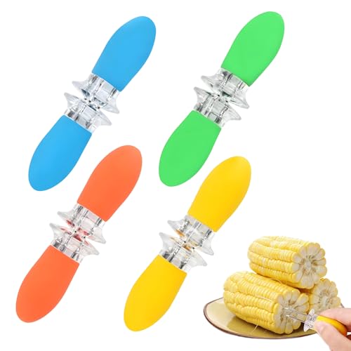 8 unidades/4 pares de soportes de mazorca de maíz, soporte para mazorcas de maíz, aguja, brochetas de maíz, soporte para maíz, soporte para maíz de acero inoxidable, para barbacoa, hogar, cocina