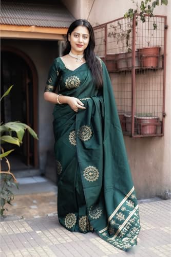 Image of SGF11 Women's Kanjivaram Soft Silk Saree With Unstitched Blouse Piece