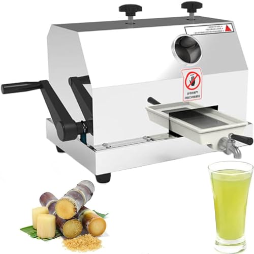 Sugar Cane Juice Machine, Commercial Sugar Cane Juicer with 3 Rollers, Handwheel, and Knives for Homes and Shops