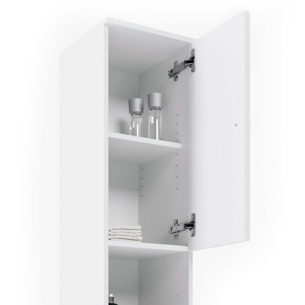 Vicco Armario de baño Fynn, Blanco, 30 x 190 cm | para guardar artículos de baño y toallas