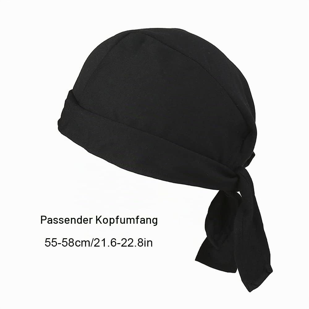 DONGKER DOO Rag Dew Rags, 6 Stück Durag-Kappe für Herren, DOO-Tuch für Herren, Atmungsaktiv Bandana Cap Laufmütze für Kopfumfang von 55-58 cm Männer und Frauen