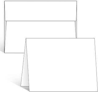 Blank White Cards and Envelopes 50 Pack, Ohuhu Blank Notecards with Envelopes for All Occasions, 4.25 x 5.5 Heavyweight Folded Cardstock and A2 Envelopes for DIY Greeting Card, Invitations, Birthday